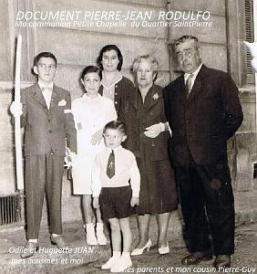 1958 05 ou 06 Communion Pierre Jean Rodulfo mes parents mes cousines et mon cousin Pierre guy